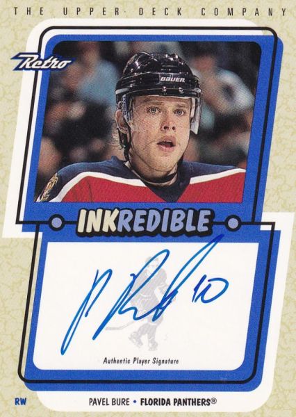 AUTO karta PAVEL BURE 99-00 UD Retro Inkredible číslo PaB